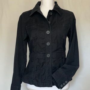 gap Spring Jacket in Black Cotton Canvas Unlined Front Patch Pocket Normy Style
